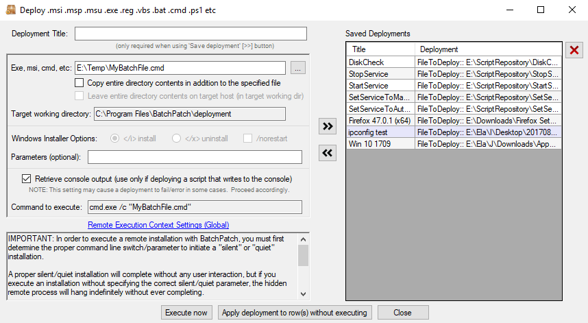 What is the correct way to execute a .bat/.cmd file with